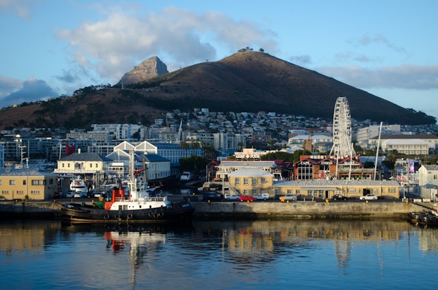 The morning sun rises over Cape Town, South Africa on January 25, 2013. Photo © 2013 Aaron Saunders