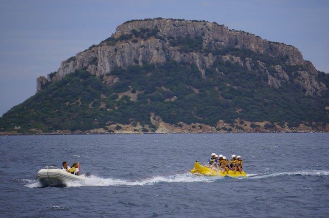 On the banana boat/float while anchored in Sardinia. @ 2013 Ralph Grizzle