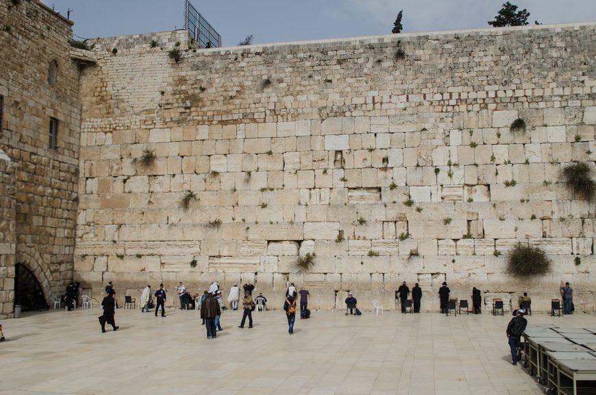 Jewish men and women come here to pray, but do so on separate sides of the wall. The wall surrounds the Temple Mount, or Har Habayit. Photo © 2015 Aaron Saunders