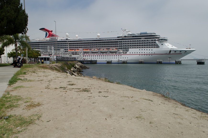 Carnival Cruise Line's Carnival Miracle docked in the Port of Long Beach, California on Saturday, May 30, 2015. Photo © 2015 Aaron Saunders