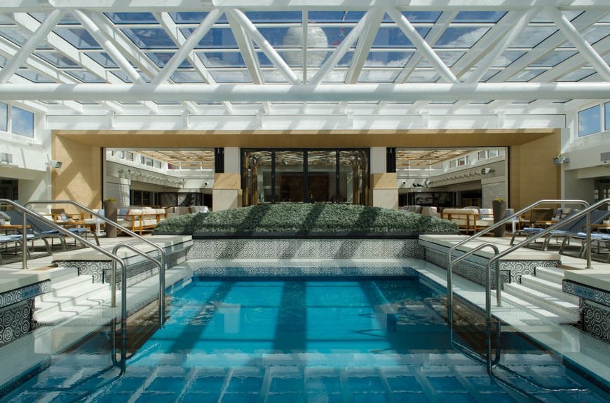 The spectacular pool and Wintergarden aboard Viking Star. Photo © 2015 Aaron Saunders