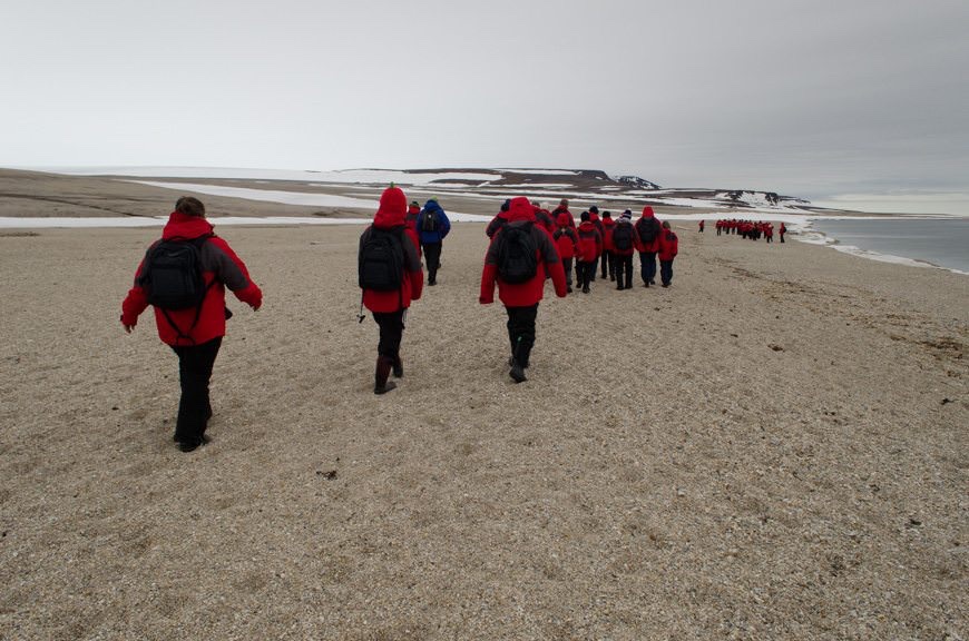 Safe and secure, guests set out on our fantastic walk...Photo © 2015 Aaron Saunders