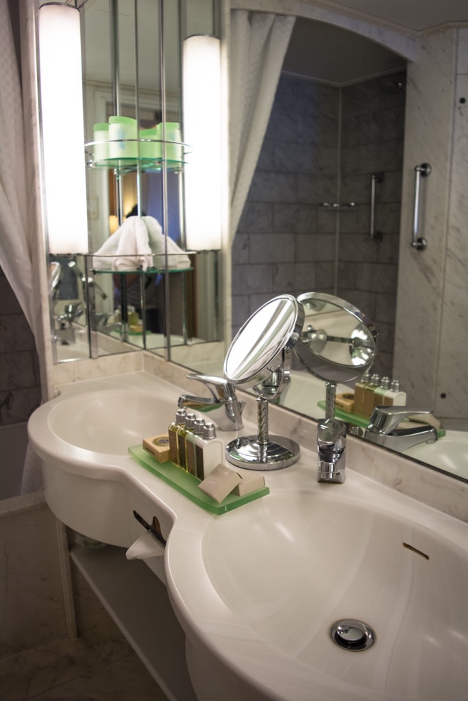Bathrooms feature dual-vanity sinks....Photo © 2016 Aaron Saunders
